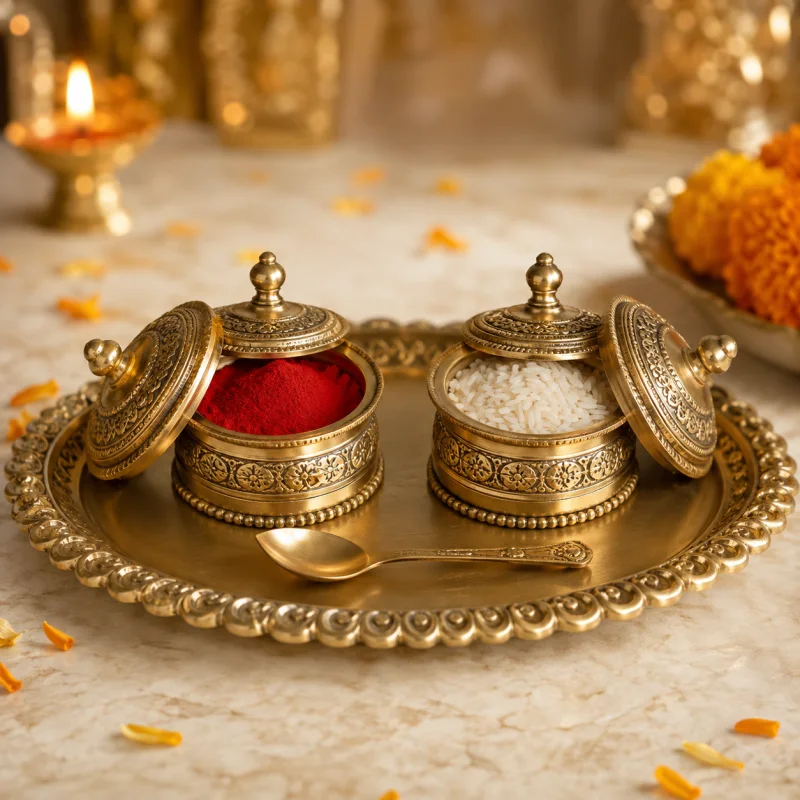 Premium brass Roli Chawal Set